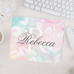 Pink Glitter Pretty Bokeh Pattern Mouse Pad<br><div class="desc">Easily personalise this pretty pink bokeh glitter pattern with your custom name and/or monogram.</div>