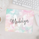 Pink Glitter Pretty Bokeh Pattern Mouse Pad<br><div class="desc">Easily personalise this pretty pink bokeh glitter pattern with your custom name and/or monogram.</div>