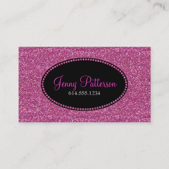 Pink Glitter Pretty Elegant Girly Business Cards (Front)