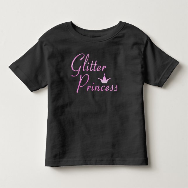 Pink Glitter Princess Crown Glitter Sparkles Toddler T-Shirt (Front)