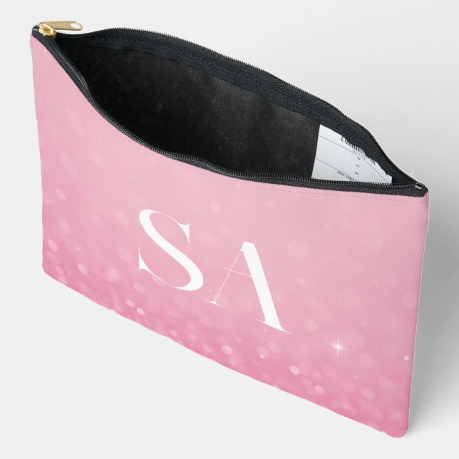 Pink Glitter Print Cut Sew Bag with Initials (Open)
