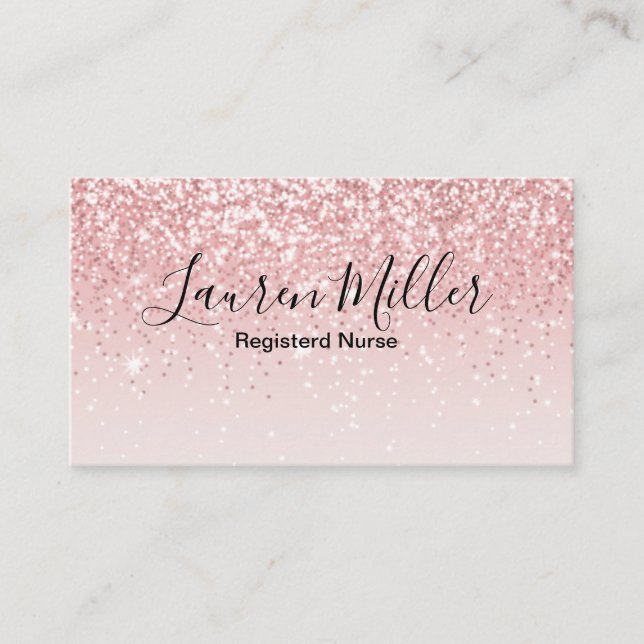 Pink Glitter Registered Nurse Business Card (Front)