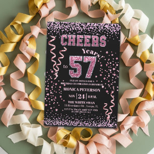 Pink Glitter Rhinestones 57th Birthday Party  Invitation