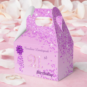 Pink Glitter & Ribbon 21st Birthday Favour Box