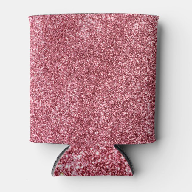 Pink Glitter Rose Gold Pattern Can Cooler (Front)