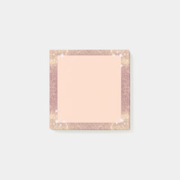 Pink Glitter Rose Gold Sparkle Faux Post-it Notes