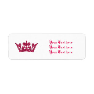 Pink Glitter Royal Crown Princess Address Labels