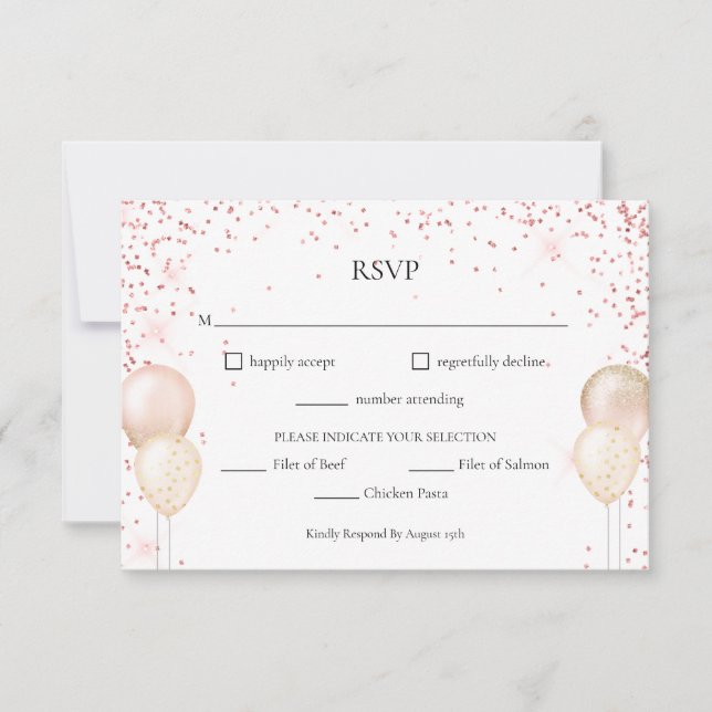 Pink Glitter RSVP Card (Front)