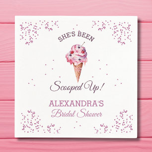 Pink Glitter Scooped Up Ice Cream Bridal Shower Napkin