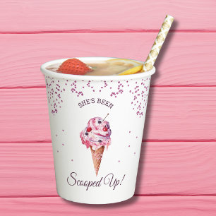 Pink Glitter Scooped Up Ice Cream Bridal Shower Paper Cups