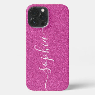 Pink Glitter Script Modern iPhone Case