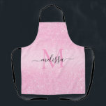 Pink Glitter Script Name Monogram Apron<br><div class="desc">Pink Glitter Script Name Monogram Apron</div>