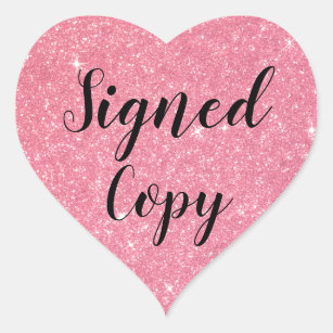 Pink Glitter Signed Copy Romance Author Writer Heart Sticker
