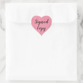 Pink Glitter Signed Copy Romance Author Writer Heart Sticker (Bag)