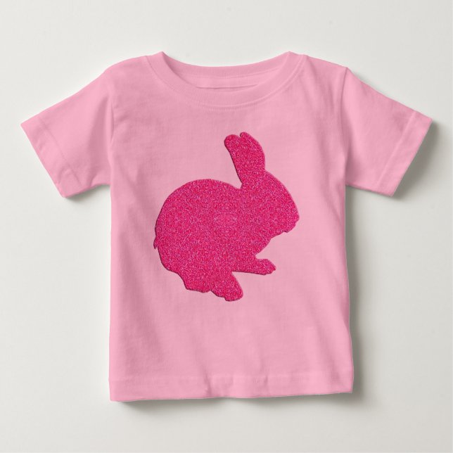 Pink Glitter Silhouette Easter Bunny Shirt (Front)