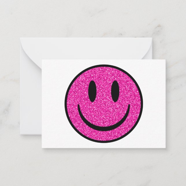Pink Glitter Smile Face Card (Front)