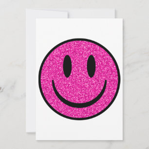 Pink Glitter Smile Face Invitation