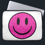 Pink Glitter Smile Face Laptop Sleeve<br><div class="desc">A pink glitter textured digital smiling face.</div>