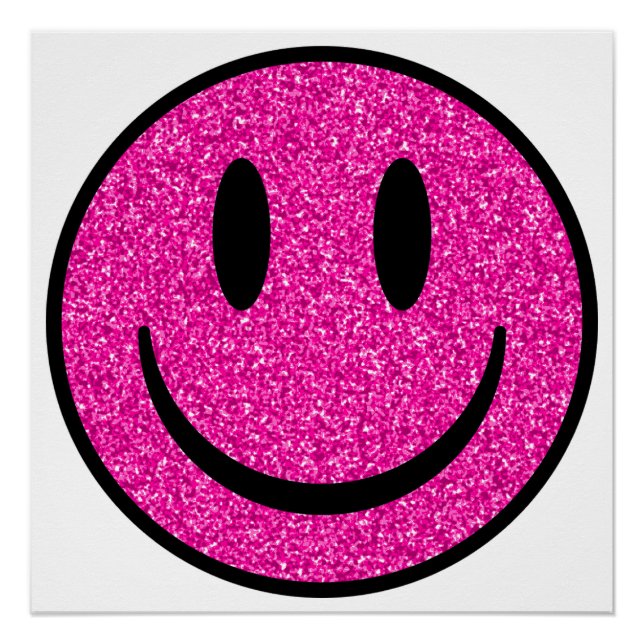Pink Glitter Smile Face Poster (Front)