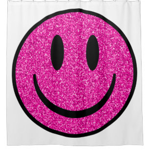 Pink Glitter Smile Face Shower Curtain