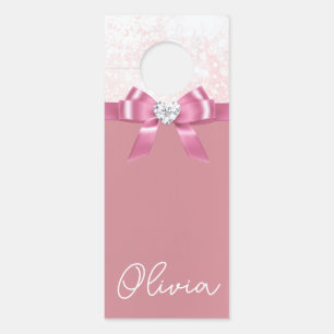 Pink Glitter Snowflake Ribbon And Diamond Door Hanger