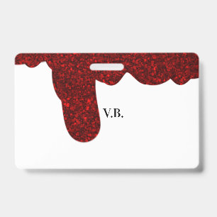 Pink glitter sparkle art design add name text  ID badge