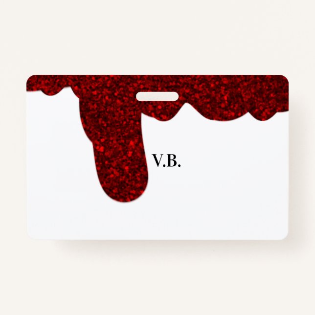 Pink glitter sparkle art design add name text  ID badge (Front)