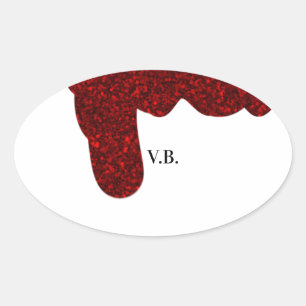 Pink glitter sparkle art design add name text oval sticker
