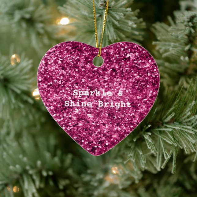 Pink Glitter Sparkle Ceramic Ornament (Tree)