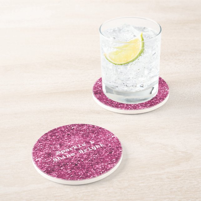 Pink Glitter Sparkle Coaster (Side)