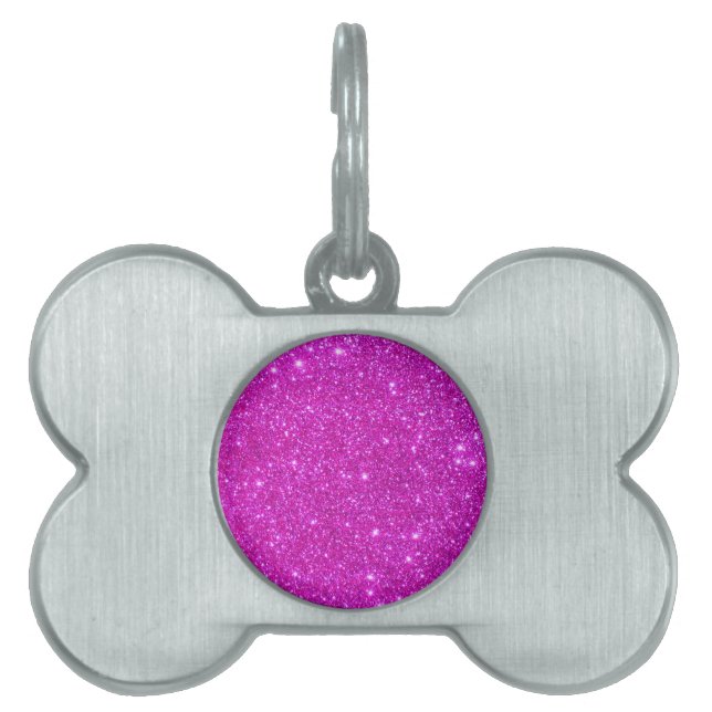 Pink Glitter Sparkle Customisable Design Pet ID Tag (Front)