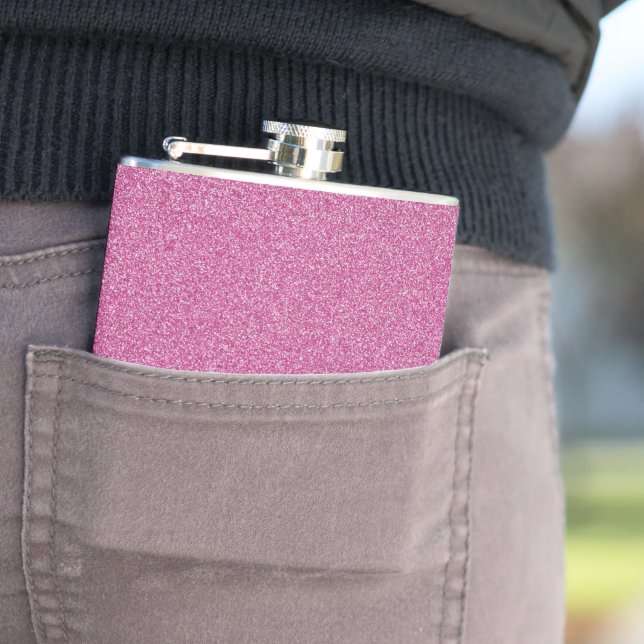 Pink Glitter, Sparkle, Glitter Background Hip Flask (In Situ)