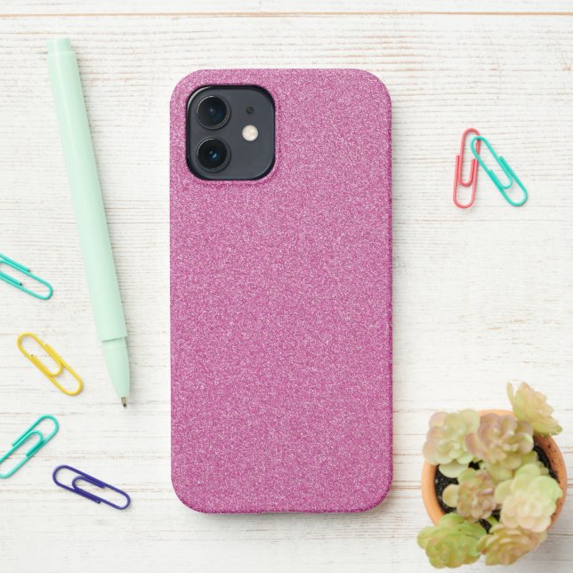 Pink Glitter, Sparkle, Glitter Background iPhone Case (On Desk)