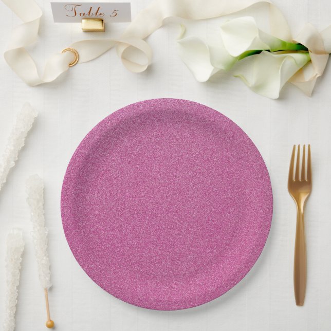 Pink Glitter, Sparkle, Glitter Background Paper Plate (Wedding)