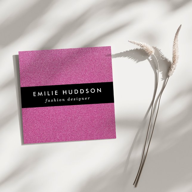 Pink Glitter, Sparkle, Glitter Background Square Business Card (Creator Uploaded)