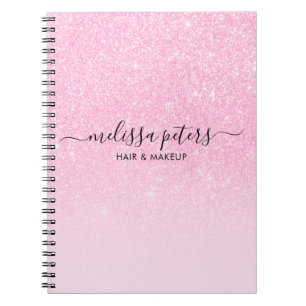 Pink Glitter Sparkle Modern Business Notebook