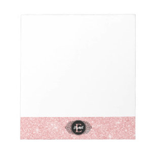 Pink Glitter Sparkle Monogram Notepad