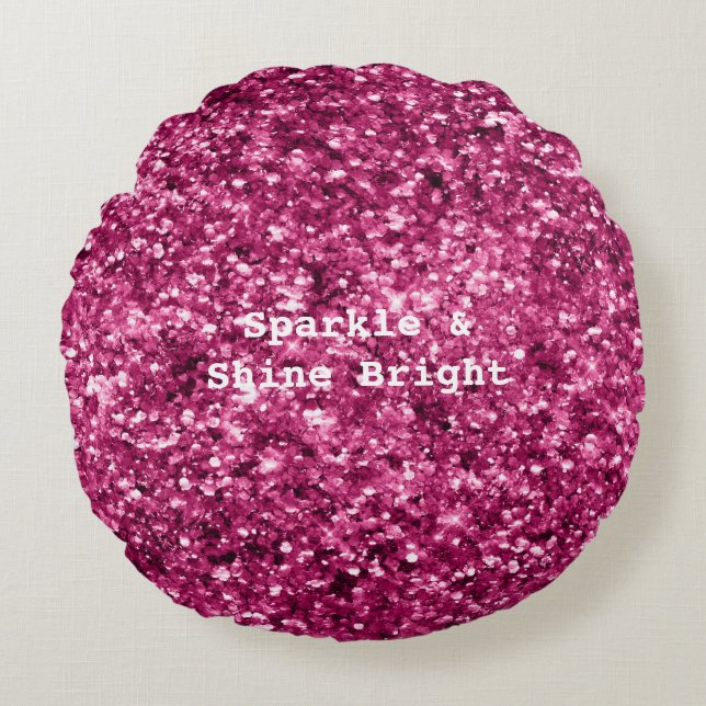 Pink Glitter Sparkle Round Cushion (Front)