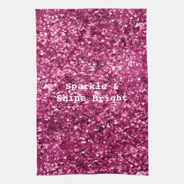 Pink Glitter Sparkle Tea Towel (Vertical)