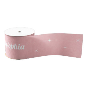 Pink Glitter Sparkles Girl's Birthday Grosgrain Ribbon
