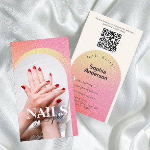Pink Glitter Sparkling Arch Beauty Photo Business Card