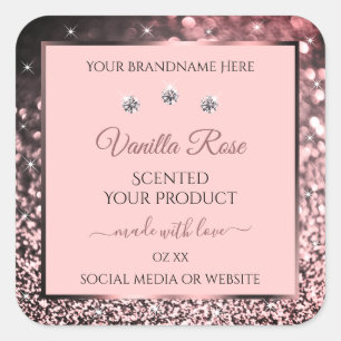 Pink Glitter Stars Product Packaging Labels Jewels