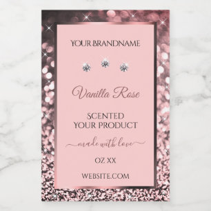 Pink Glitter Stars Product Packaging Labels Jewels
