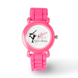 Pink Glitter Strap "I love figure skating" watch