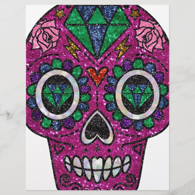 pink glitter sugar skull (Front)
