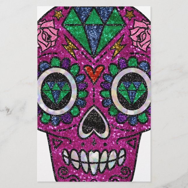 pink glitter sugar skull (Front)