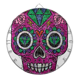 pink glitter sugar skull dartboard