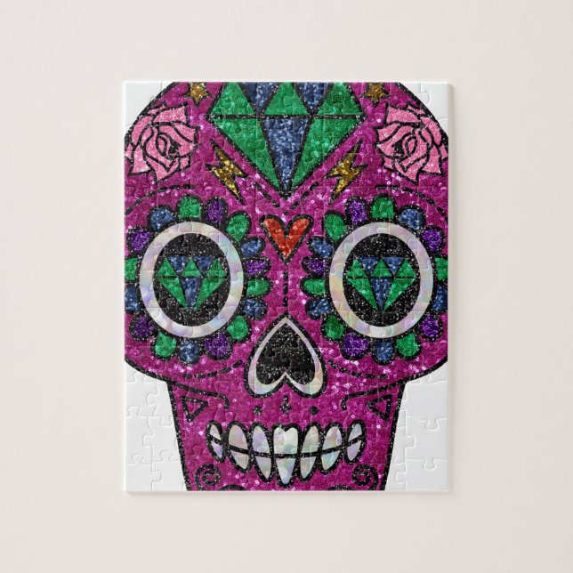 pink glitter sugar skull jigsaw puzzle (Vertical)