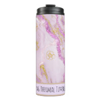*~* Pink Glitter SWAG Marble QR Thermal Tumbler