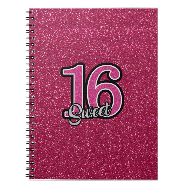Pink Glitter SWEET16 Notebook (Front)